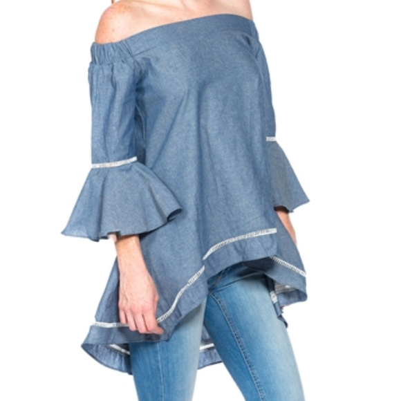 Boho Blue Bell sleeved top - Picture 2 of 4